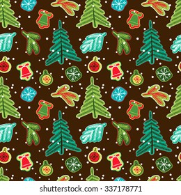 Christmas seamless pattern. Vector illustration. 10 eps