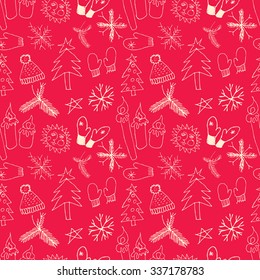 Christmas seamless pattern. Vector illustration. 10 eps
