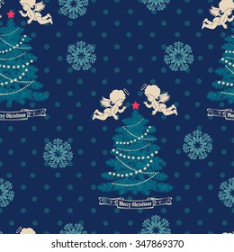 Christmas seamless pattern. Vector Illustration. It can be used for cloth, bags, notebooks, cards, envelopes, pads, blankets, furniture, packing