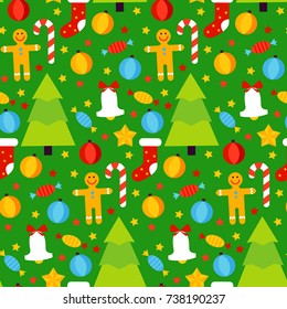 Christmas Seamless Pattern. Vector Illustration. Winter Holiday Background.