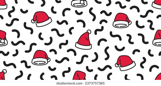 Christmas seamless pattern vector Santa Claus hat doodle snowflake cartoon gift wrapping paper tile background repeat wallpaper illustration scarf isolated design