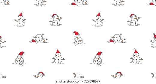 Christmas seamless pattern vector Snowman Santa Claus wallpaper background illustration doodle