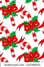 Christmas Seamless Pattern Vintage Background candy canes