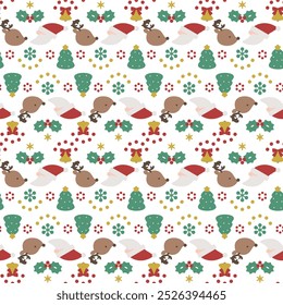 Navidades de Fondo de pantalla de patrón sin fisuras con Santa y renos