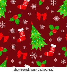 Christmas seamless pattern for wallpaper, wrapping, fabric, vector illustration. 