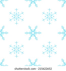 Christmas seamless pattern. Watercolor snowflakes on white background. 