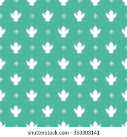 Christmas seamless pattern with white angels silhouettes