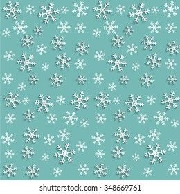 Christmas seamless pattern with white paper snowflakes on blue background