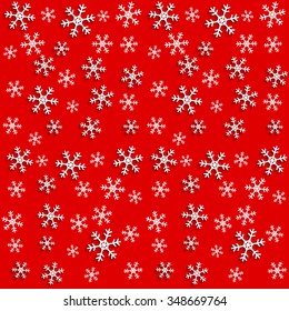 Christmas seamless pattern with white paper snowflakes on red background