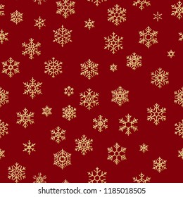 Christmas seamless pattern from white snowflakes on red background. EPS 10