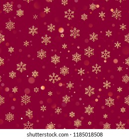 Christmas seamless pattern from white snowflakes on red background. EPS 10