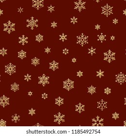Christmas seamless pattern from white snowflakes on red background. EPS 10