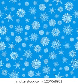 Christmas seamless pattern with white snowflakes. Winter texture.