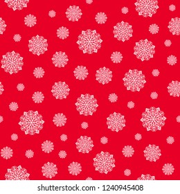 Christmas seamless pattern with white snowflakes. Winter texture.