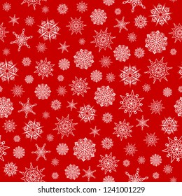 Christmas seamless pattern with white snowflakes. Winter texture.