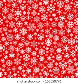 Christmas seamless pattern from white snowflakes on red background