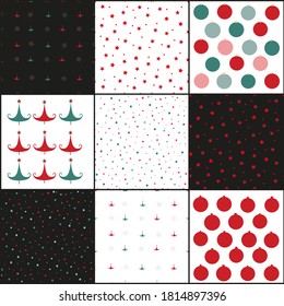 Christmas seamless pattern. Winter background vector set