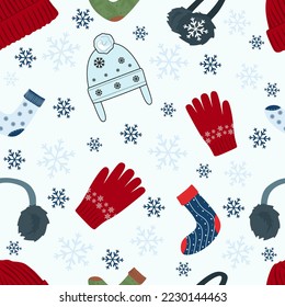 Christmas Seamless pattern with winter elements. winter elements vector illustration