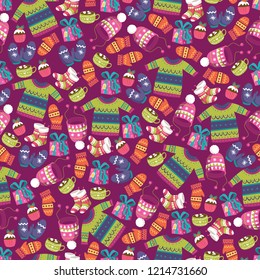 Christmas Seamless Pattern. Winter Essentials, Cozy, Winter Background. 