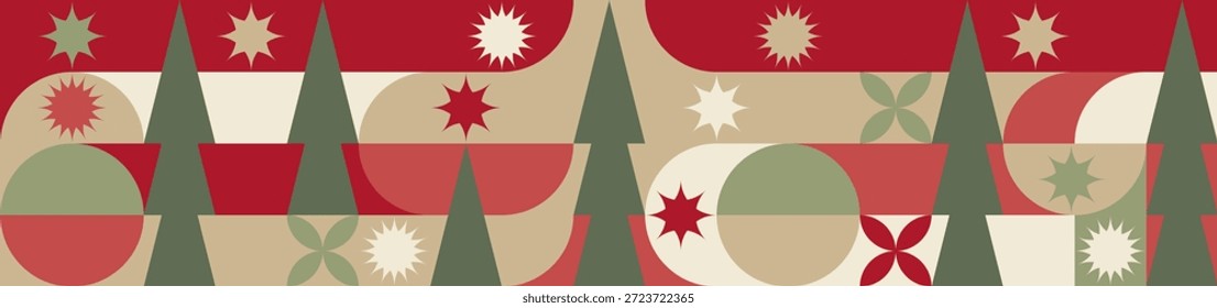 Navidades sin patrón con figuras de color verde invernal y borgoña, abetos geométricos en estilo escandinavo. Lona de moda del año Nuevo para los textiles y los Fondos de pantalla, tendencia del diseño del regalo.