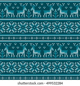Christmas seamless pattern. Winter holiday folk ornament. Texture for paper and textile. Vector background.