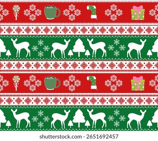 Navidades Patrón sin fisuras Vacaciones de invierno Ornamento Envoltura de papel de fondo Concepto Ilustración vectorial
