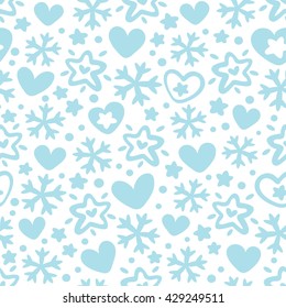 Christmas seamless pattern, winter holidays themed design elements, vector
