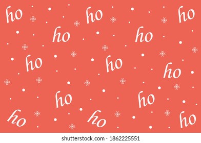 Navidad sin fisuras con palabras que con fondo rojo, diseño para la decoración de vacaciones, papel de envoltura, impresión, tela o textil, Feliz Navidad, ho Papá Noel risa, ilustración vectorial