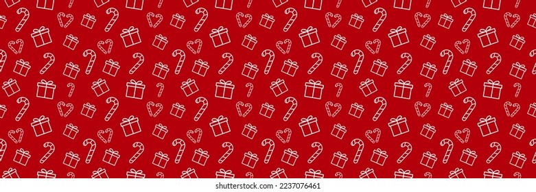 Patrón de Navidad sin fisuras. Vector de papel de envoltura navideña. Caramelos de menta, icono de regalo