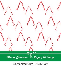 Christmas seamless pattern. Wrapping paper with christmas trees. Red and white color
