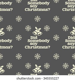 Christmas seamless pattern. Xmas backgrounds textures collection for holidays season. Use for packaging, new year cards, brochures, flyers. Print on t-shirts. Retro color. Jingle Bells. Vector.