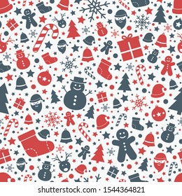 Christmas seamless pattern. Xmas decorations. Vector