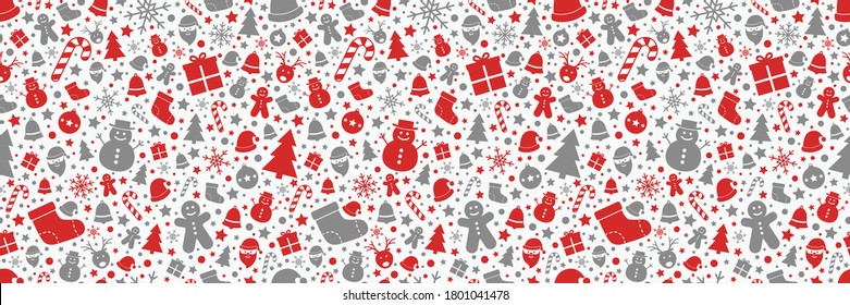 Christmas seamless pattern. Xmas decorations. Vector