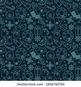 Christmas seamless pattern with xmas icons. Vector isolated illustration