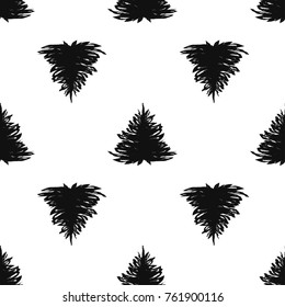 Christmas seamless pattern. Xmas tree  with snowflakes. Black and white 