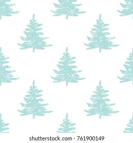 Christmas seamless pattern. Xmas tree  with snowflakes
