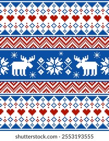 Christmas seamless pattern.  Xmas winter knitted sweater texture. Festive crochet. Vector illustration
