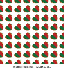 Christmas seamless pattern.Heart shapes repeat pattern in green red isolated on white background.Love paper cut vector illustration background wallpaper