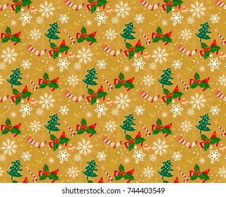 Christmas seamless patterns. Backgrounds with symbols holiday and icons family celebration elements. Winter