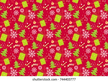 Christmas seamless patterns. Backgrounds with symbols holiday and icons family celebration elements. Winter