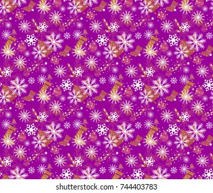 Christmas seamless patterns. Backgrounds with symbols holiday and icons family celebration elements. Winter