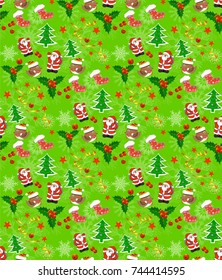 Christmas seamless patterns. Backgrounds with symbols holiday and icons family celebration elements. Winter