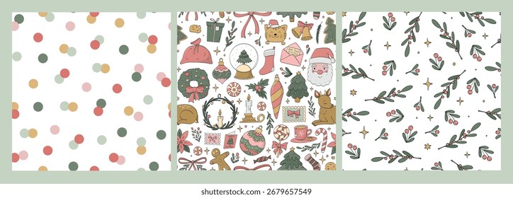 Navidades de colección de patrones sin fisuras para impresiones textiles de vivero, scrapbooking, papelería, Fondo de pantalla, papel de regalo, fondos, papel de regalo, etc. EPS 10
