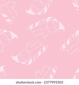 Christmas seamless patterns with cookies. Vector illustration. Design for Christmas paper, print, fabric or textile.