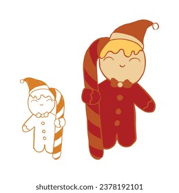 Christmas seamless patterns with cookies. Vector illustration. Design for Christmas paper, print, fabric or textile.
