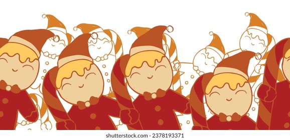Christmas seamless patterns with cookies. Vector illustration. Design for Christmas paper, print, fabric or textile.