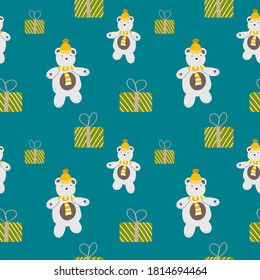 
Christmas seamless patterns in doodle style. winter prints for the design of fabric, blocks. baby posters with bears.