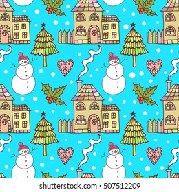 Christmas seamless patterns. Endless texture for wallpaper, web page background, wrapping paper and etc. Retro style.