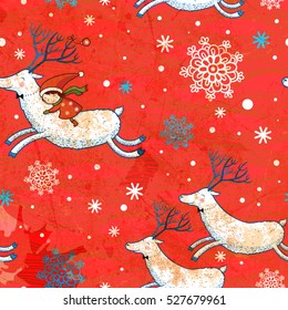 Christmas seamless patterns. Endless texture for wallpaper, web page background, wrapping paper and etc. Retro style.