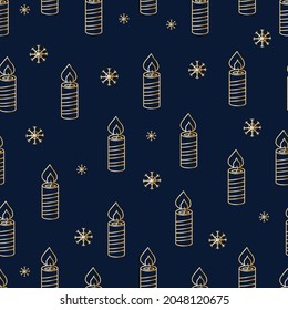 Christmas seamless patterns, prints with gold elements. Vector patterns. Golden objects on a dark background.